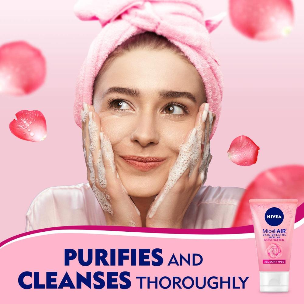 Nivea Micellar Rose Water Face Wash All Skin Types - 150 Ml