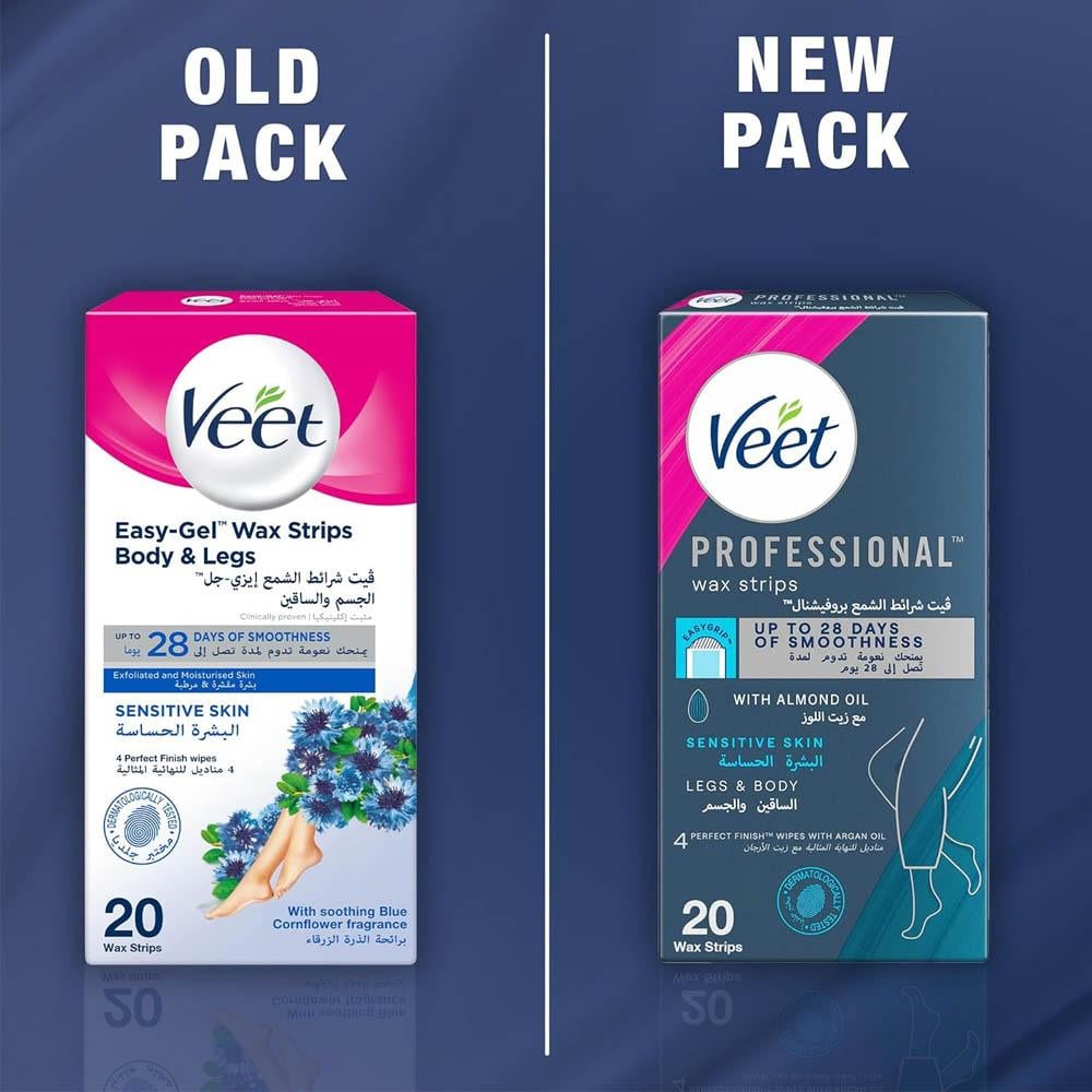 Veet Easy-Gel Hair Removal Wax Strips for Sensitive Skin-20 Strips