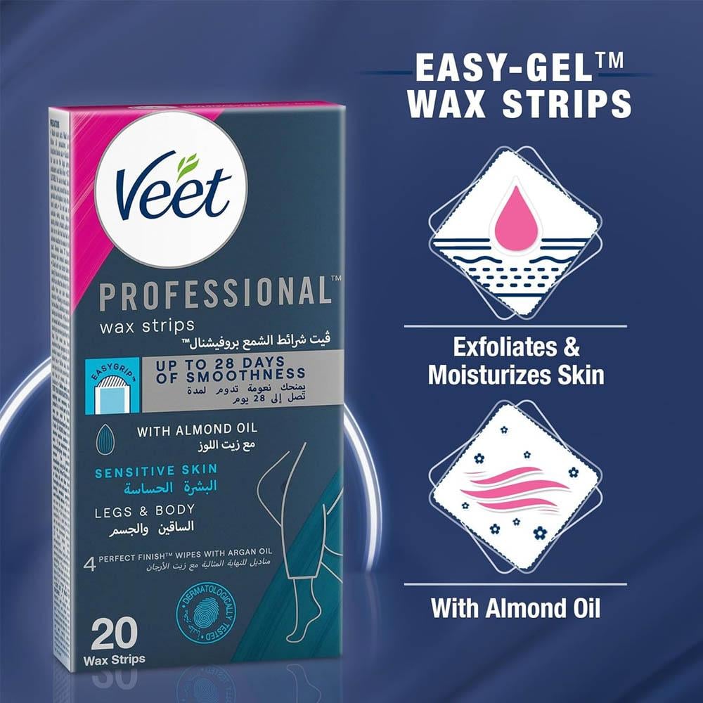 Veet Easy-Gel Hair Removal Wax Strips for Sensitive Skin-20 Strips