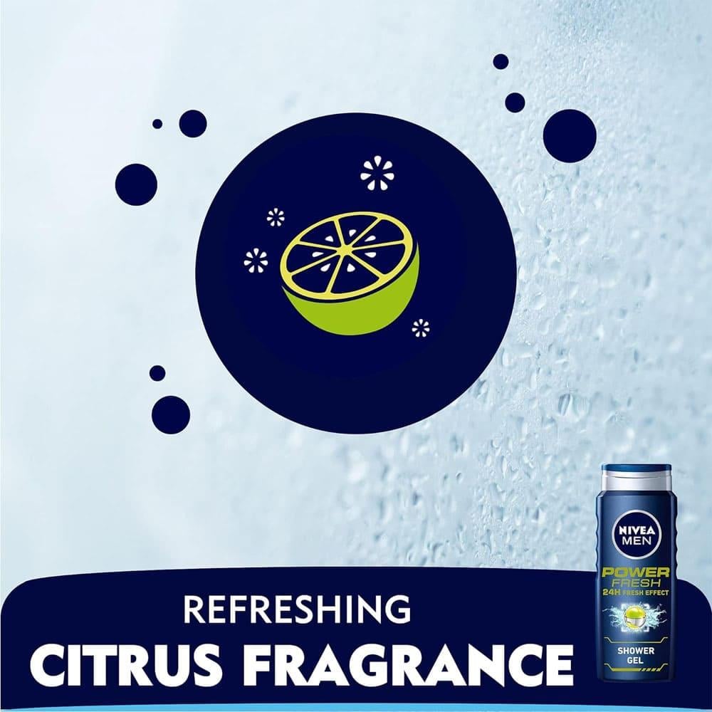 Nivea Man Shower Gel Power 24h Fresh Effect - 500 ml