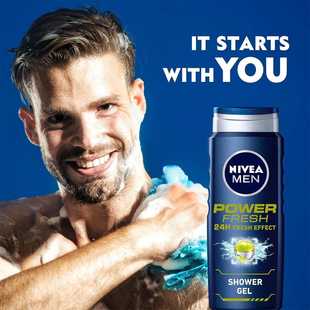 Nivea Man Shower Gel Power 24h Fresh Effect - 500 ml