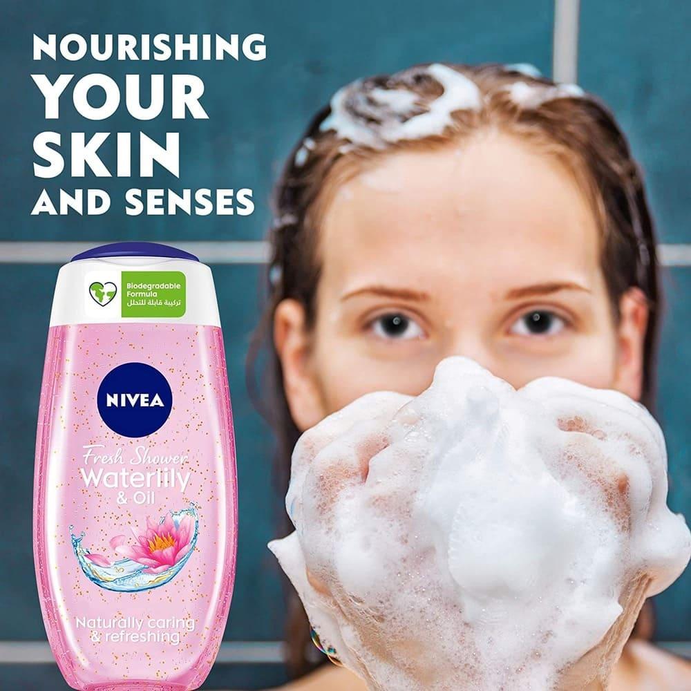 Nivea Refreshing Shower Gel with Waterlily & Oil for Skin Care - 250 ml