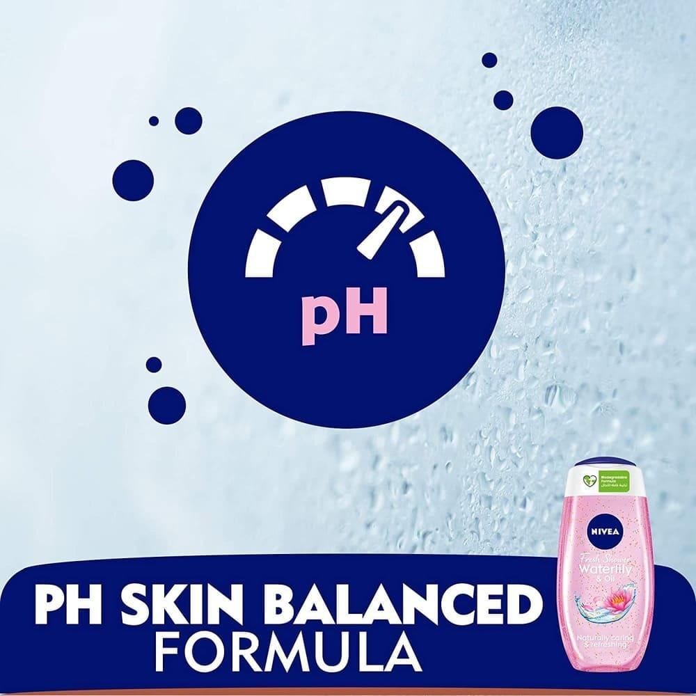 Nivea Refreshing Shower Gel with Waterlily & Oil for Skin Care - 250 ml