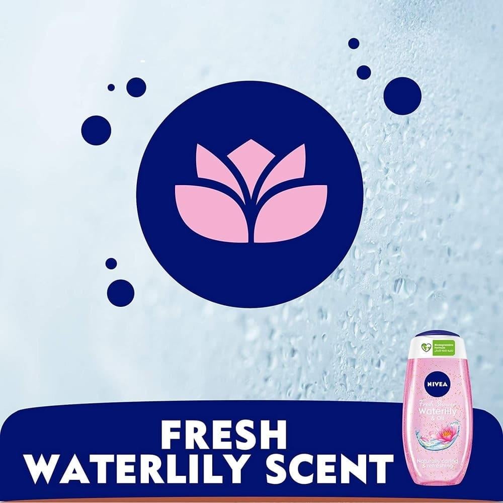 Nivea Refreshing Shower Gel with Waterlily & Oil for Skin Care - 250 ml