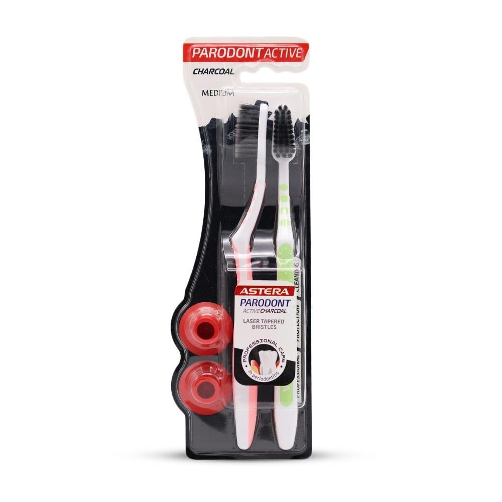 Parodonto Active Charcoal Toothbrush Medium Multiple Colors - 2 Pieces