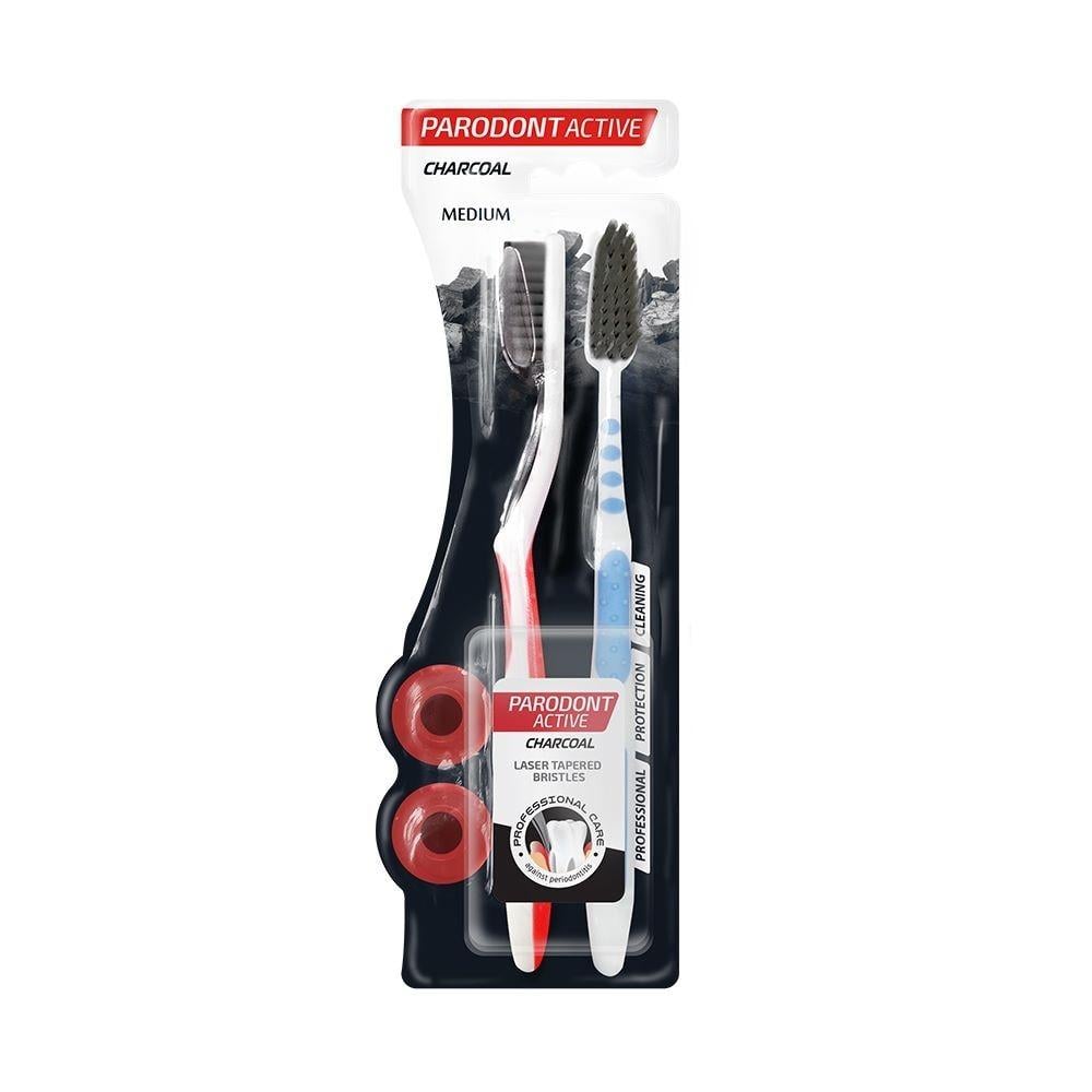 Parodonto Active Charcoal Toothbrush Medium Multiple Colors - 2 Pieces