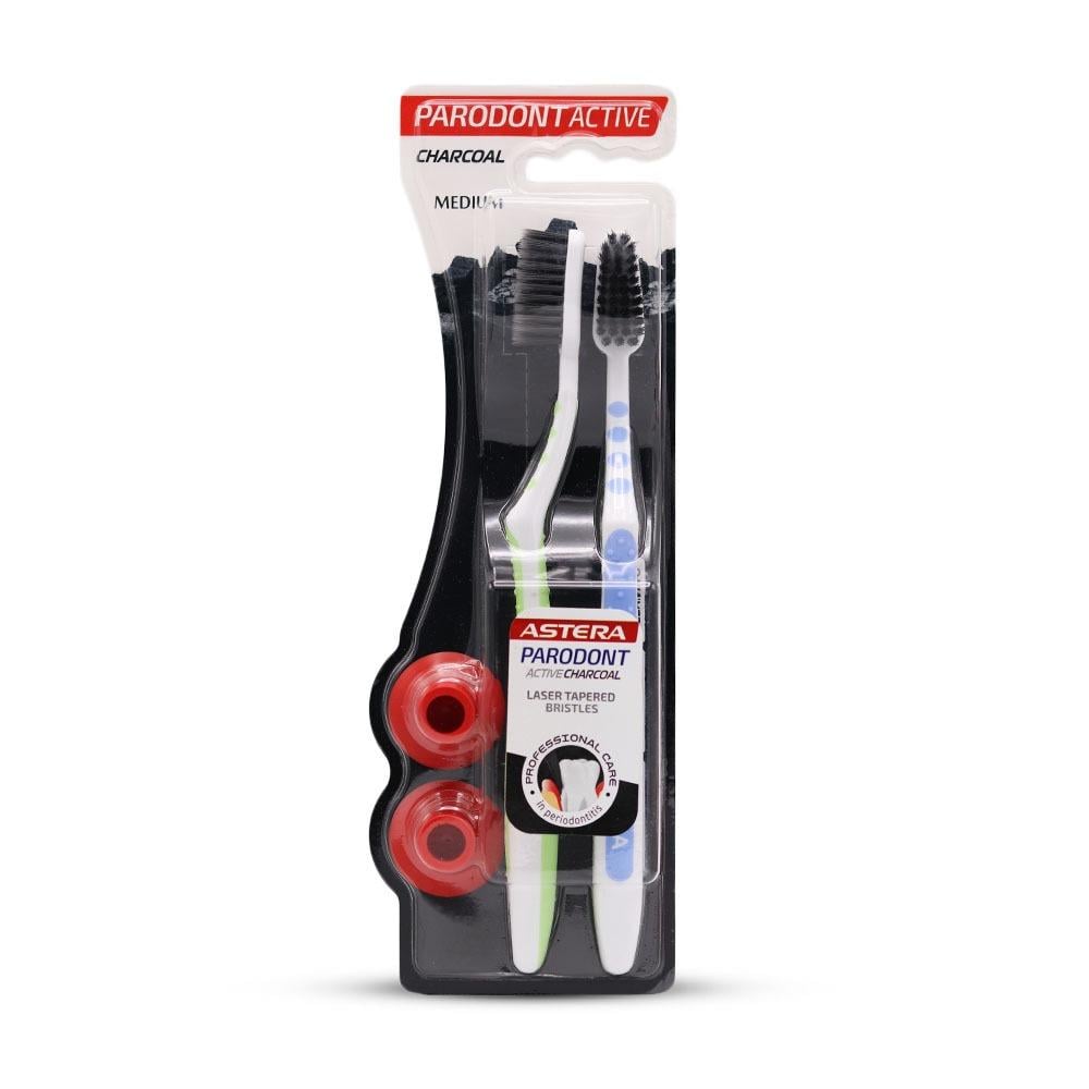 Parodonto Active Charcoal Toothbrush Medium Multiple Colors - 2 Pieces