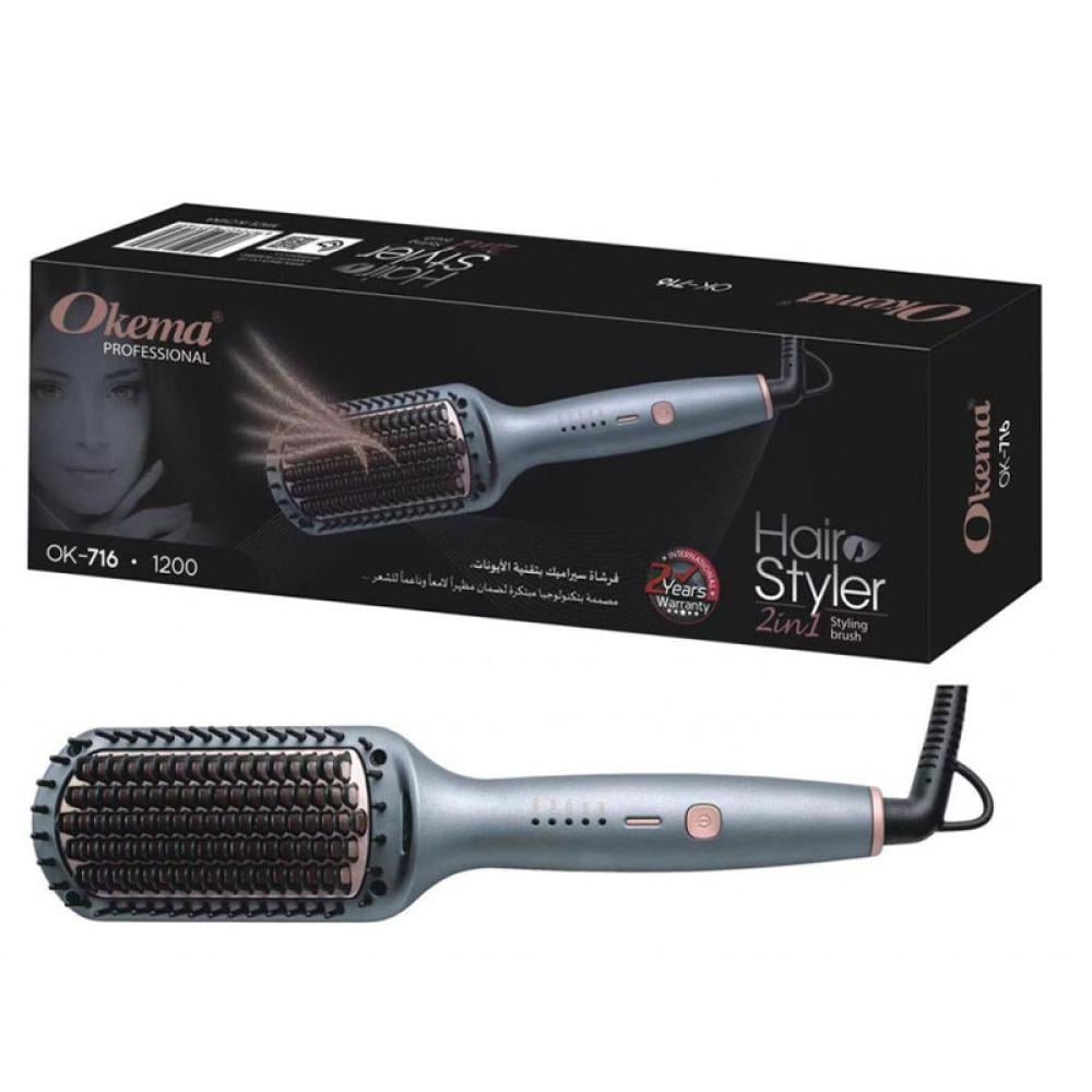 Okema2-in-1 Hair Brush & Straightener with Ionic Technology OK-716