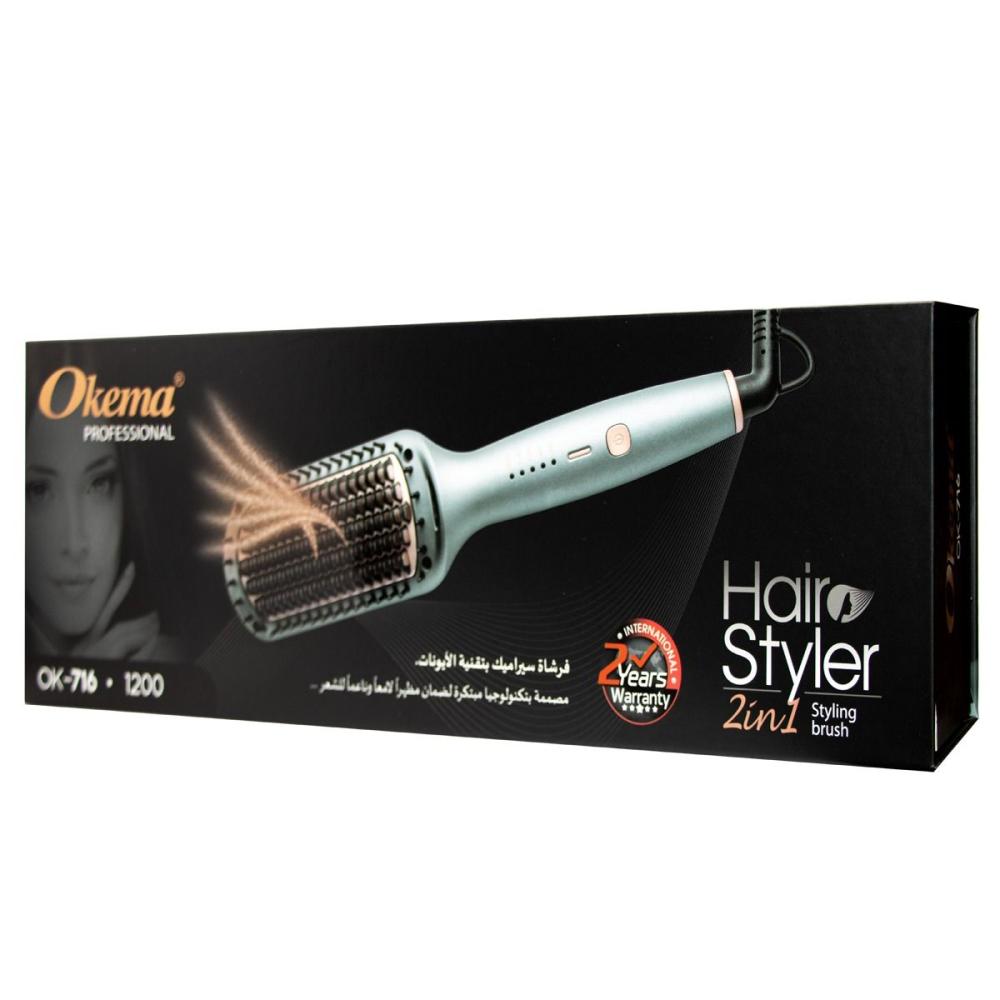 Okema2-in-1 Hair Brush & Straightener with Ionic Technology OK-716