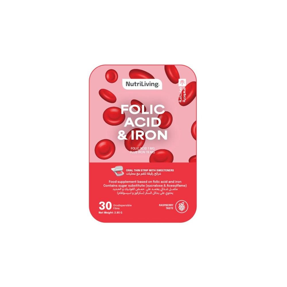 NutriLiving Folic Acid & Iron Orally Dispersible Supplement - 30 Tablets