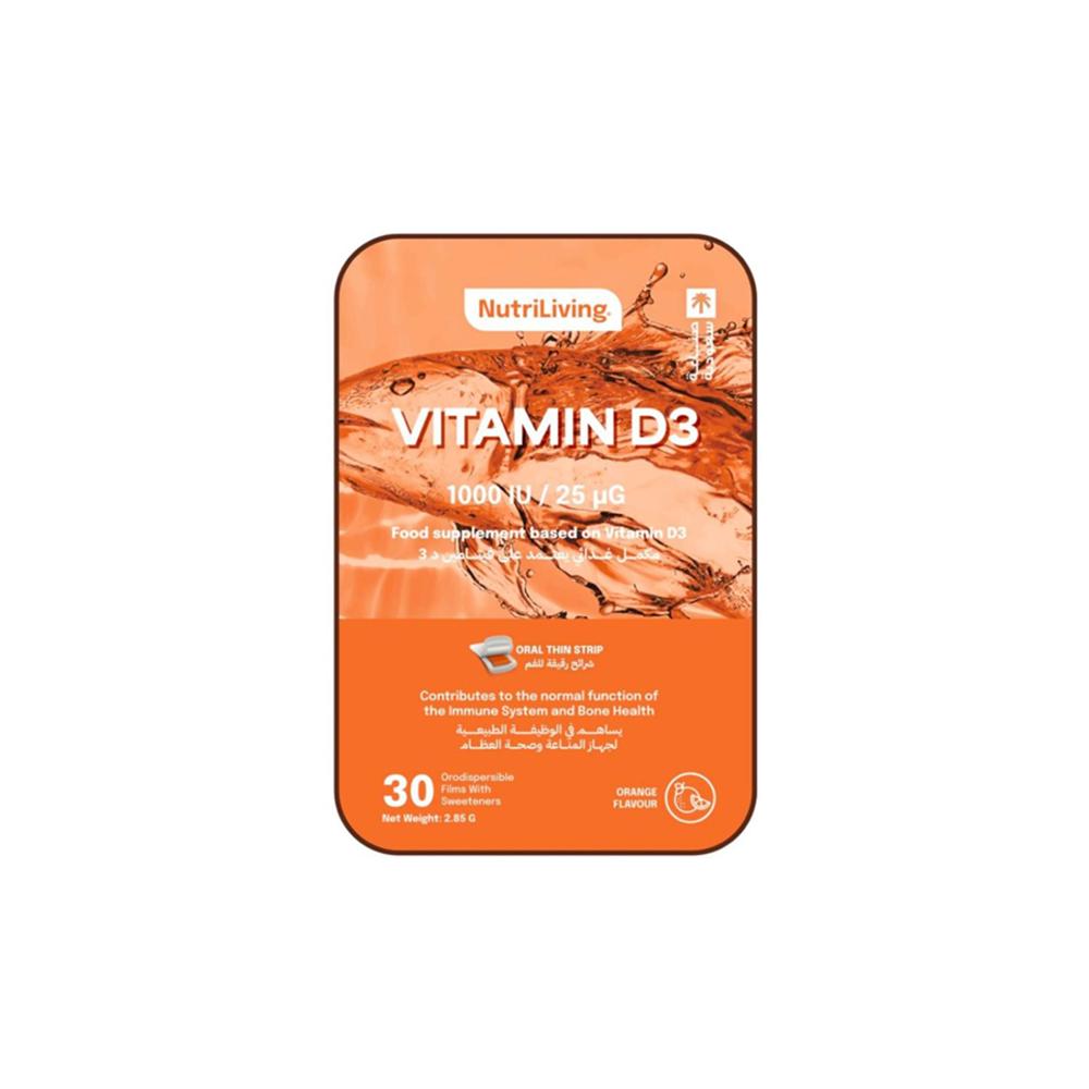 Nutri-Living Vitamin D Dietary Supplement Orally Dispersible Strips - 30 Strips