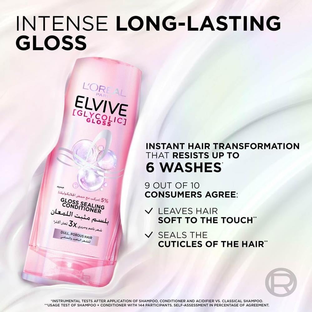 L'Oréal Paris Elvive Shine Control Conditioner with Glycolic Acid for Dull Hair - 360 ml