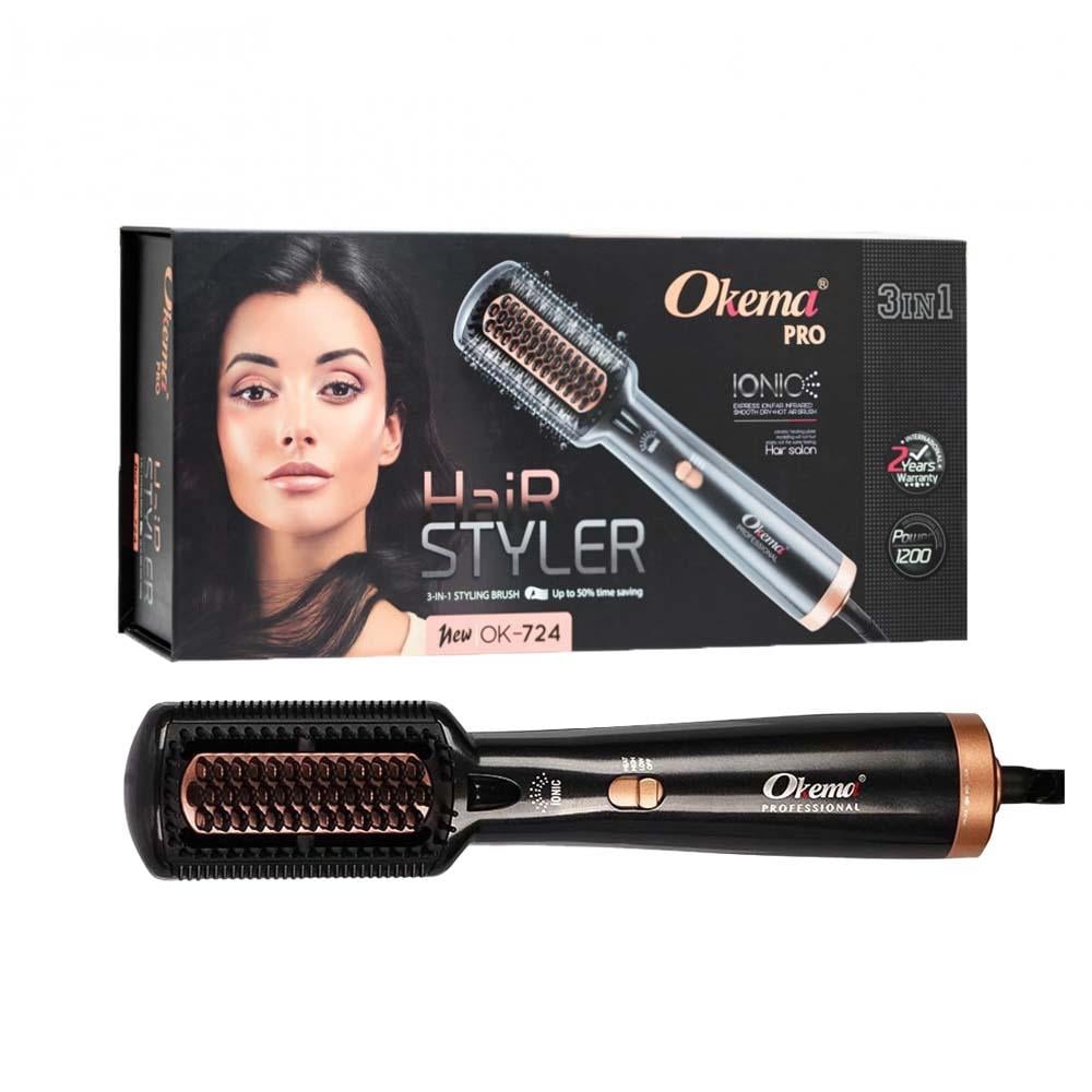 Okema Pro Hair 3 in 1 Styler Brush Ionic OK-724