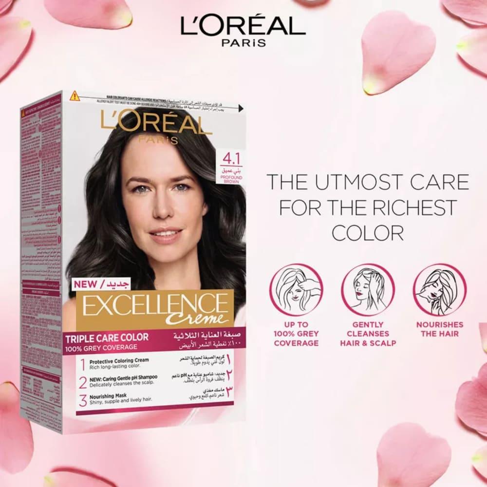 L'Oreal Paris Excellence Creme Triple Care Hair Color - Deep Brown 4.1