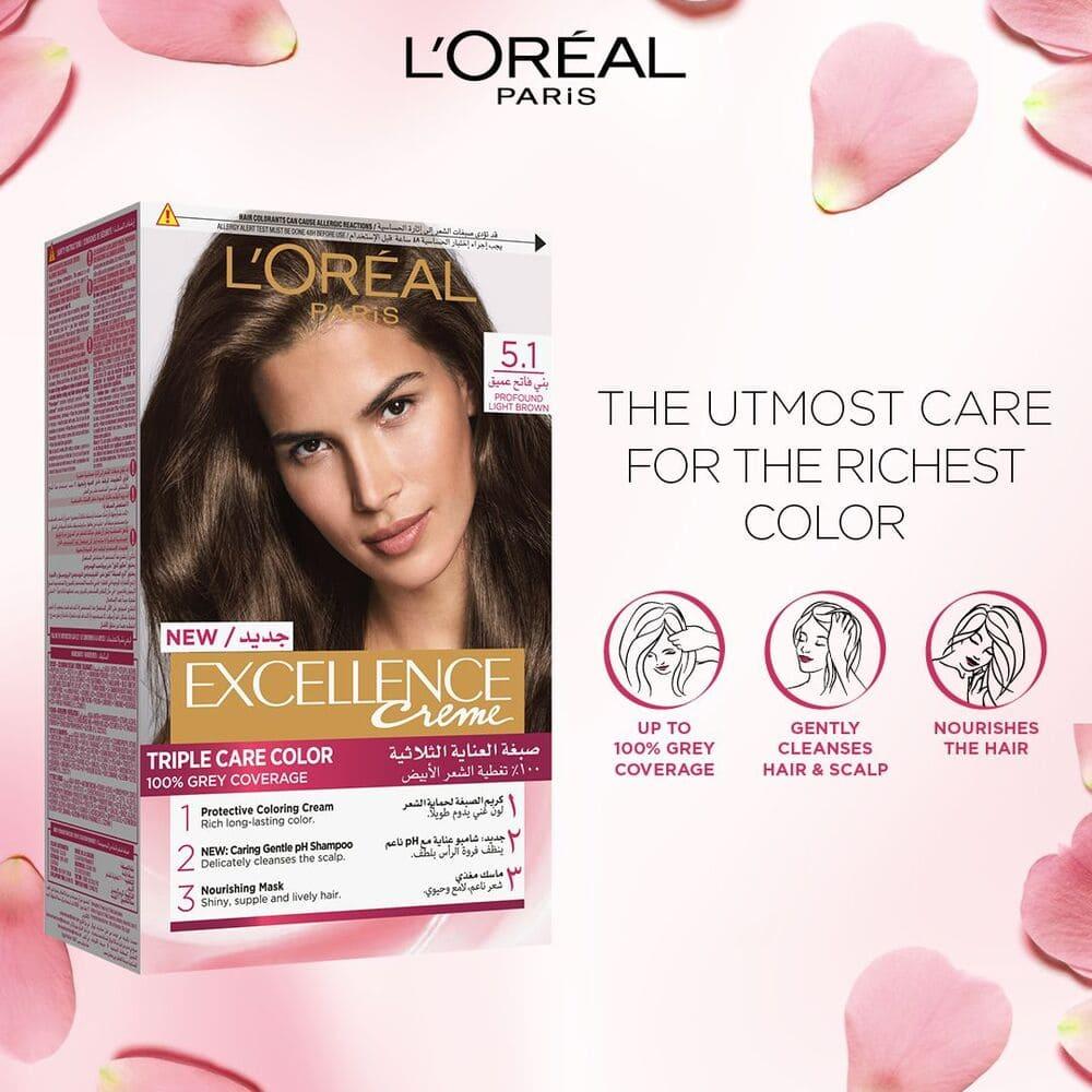 L'Oreal Paris Excellence Creme Hair Color Triple Care - Deep Light Brown 5.1