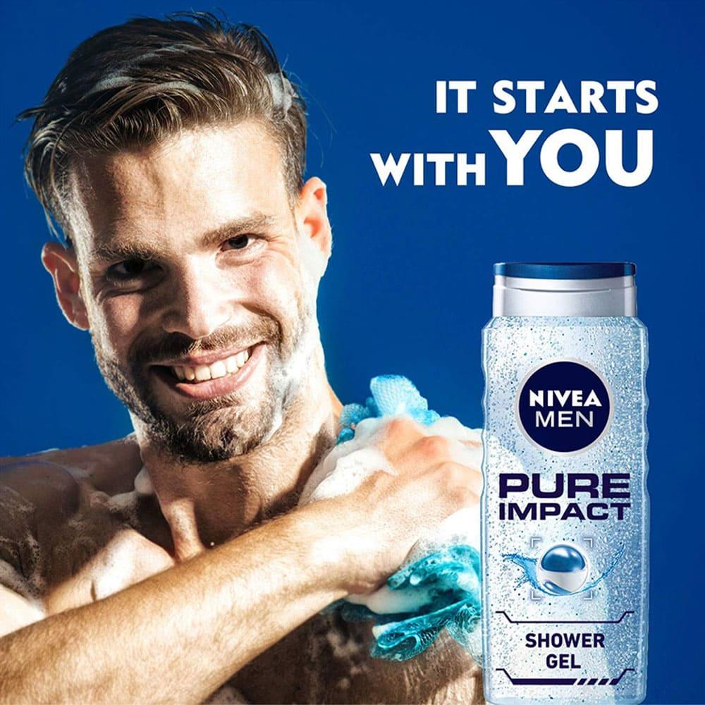 Nivea shower gel pure impact for men - 500 ml