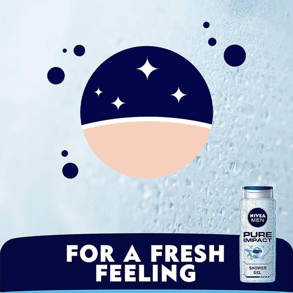 Nivea shower gel pure impact for men - 500 ml