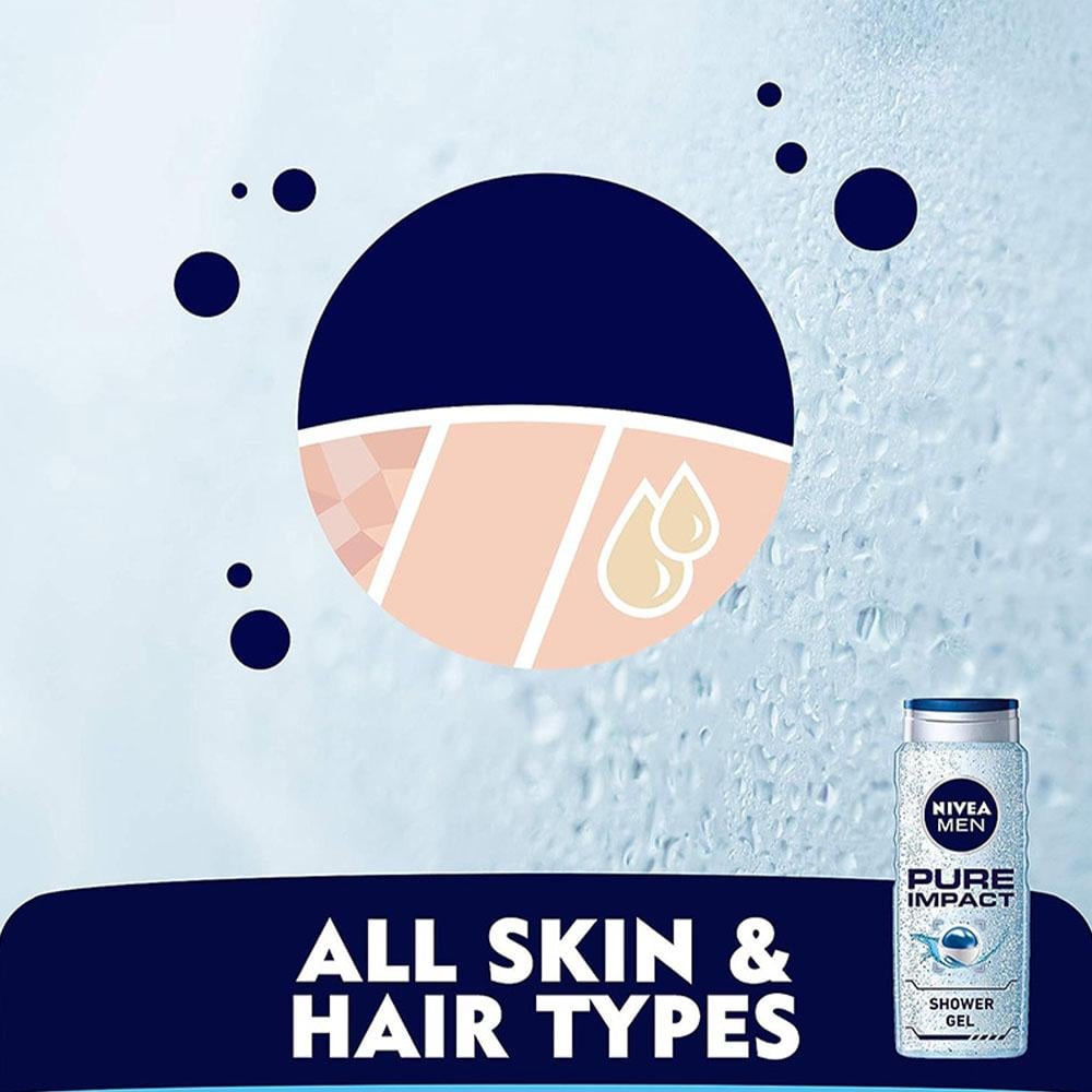 Nivea shower gel pure impact for men - 500 ml