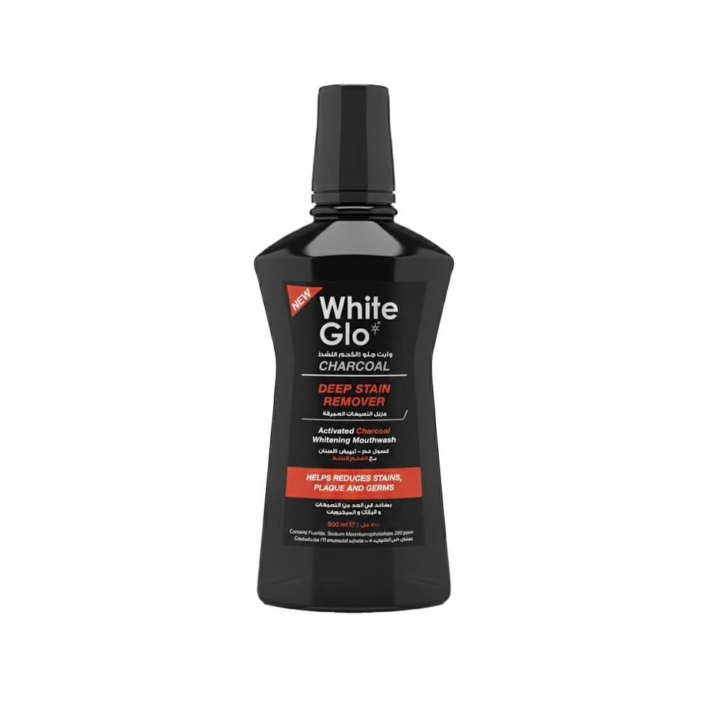 White Glo Charcoal Whitening Mouthwash for Deep Stain Removal - 500 ml