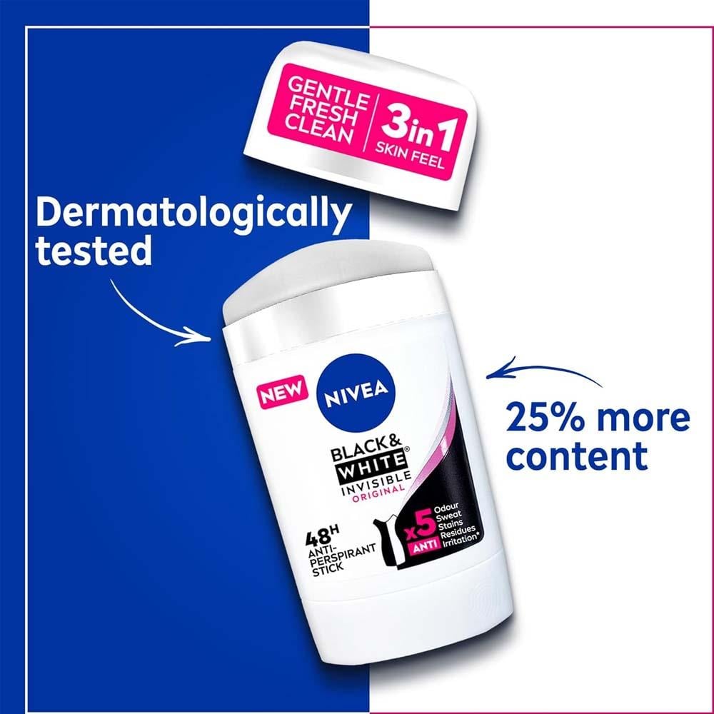 Nivea Black & White Invisible Original Deodorant Stick - 50 ml
