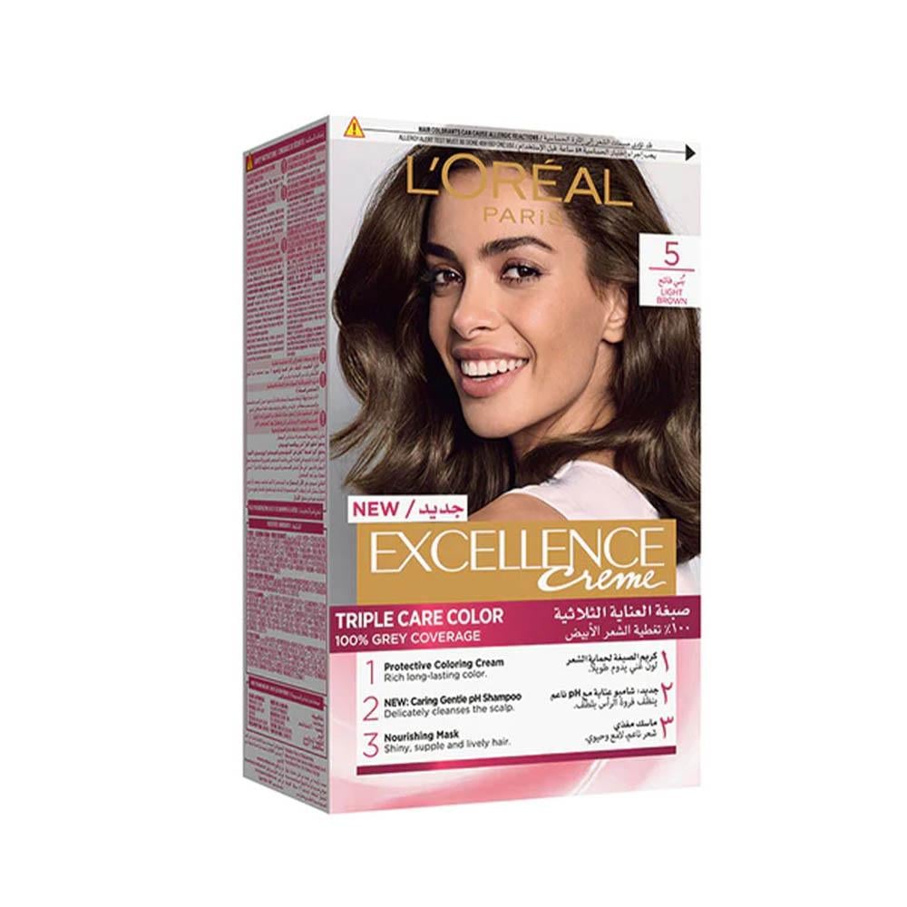 L'Oreal Paris Excellence Creme Hair Color Triple Care - Light Brown 5
