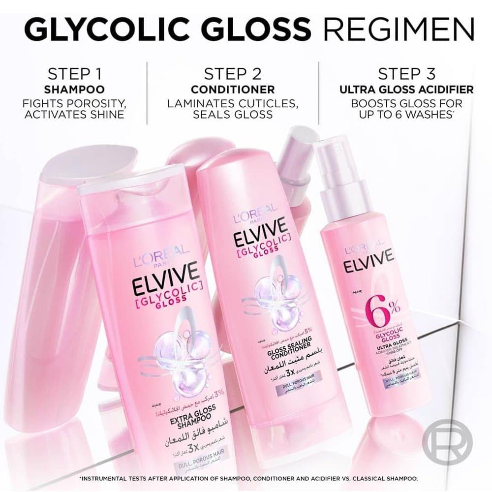 L'Oréal Paris Elvive Ultra Shine Shampoo with Glycolic Acid - 600 ml
