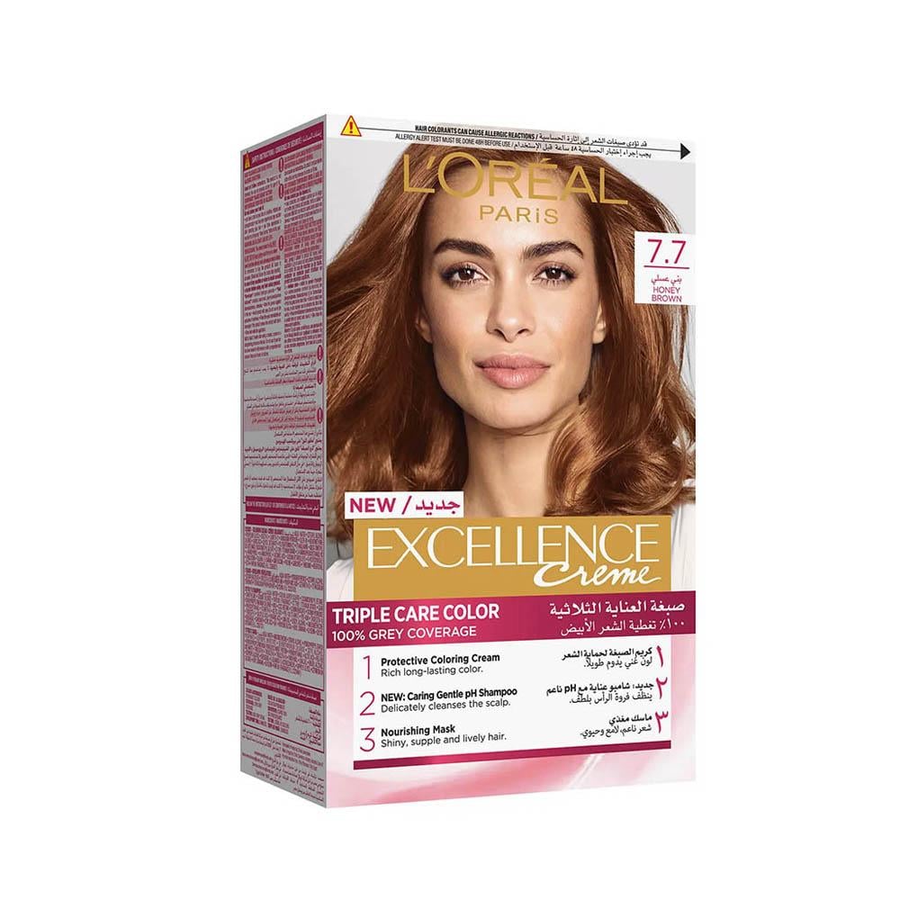 L'Oreal Paris Excellence Creme Triple Care Hair Color - Honey Brown 7.7