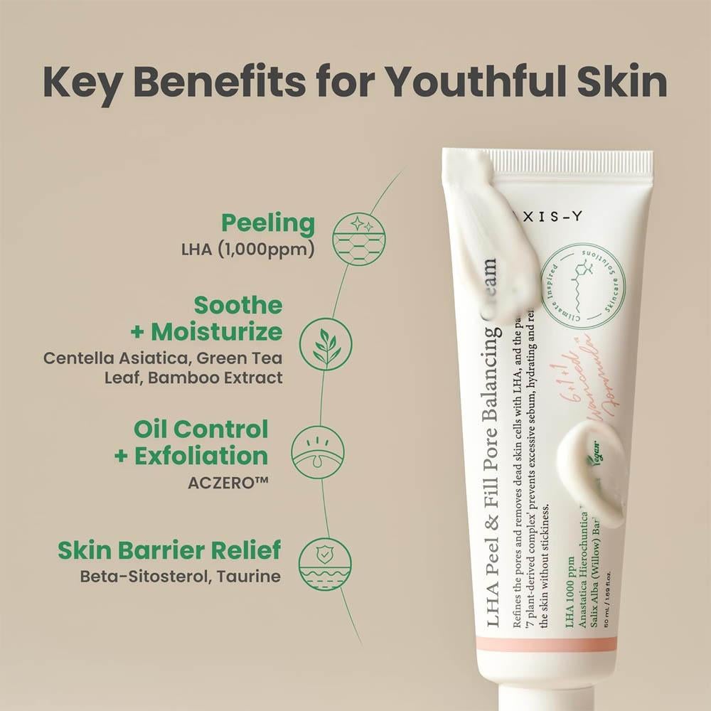 Axis-Y LHA Peel & Fill Pore Balancing Cream for Perfect Skin Balance - 50 ml