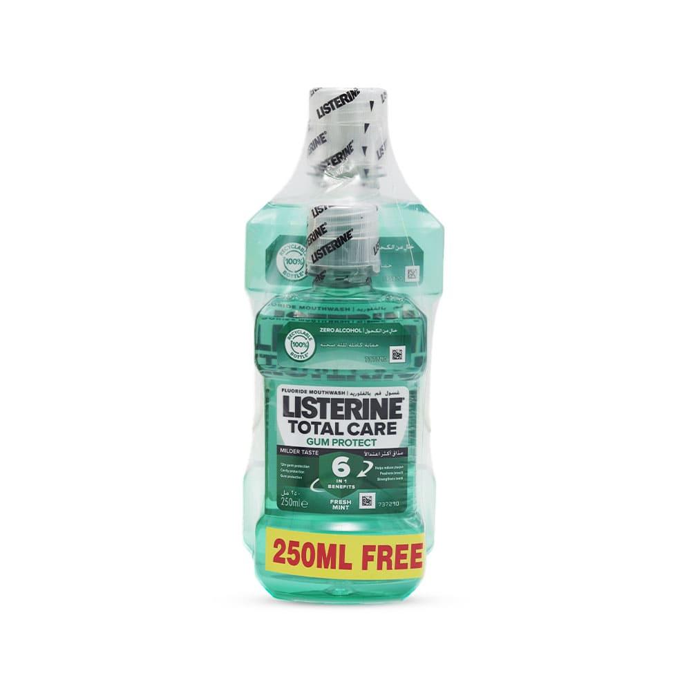 Listerine Total Care Fluoride Mouthwash, Milder Taste, 500ml + 250ml Pack of 12
