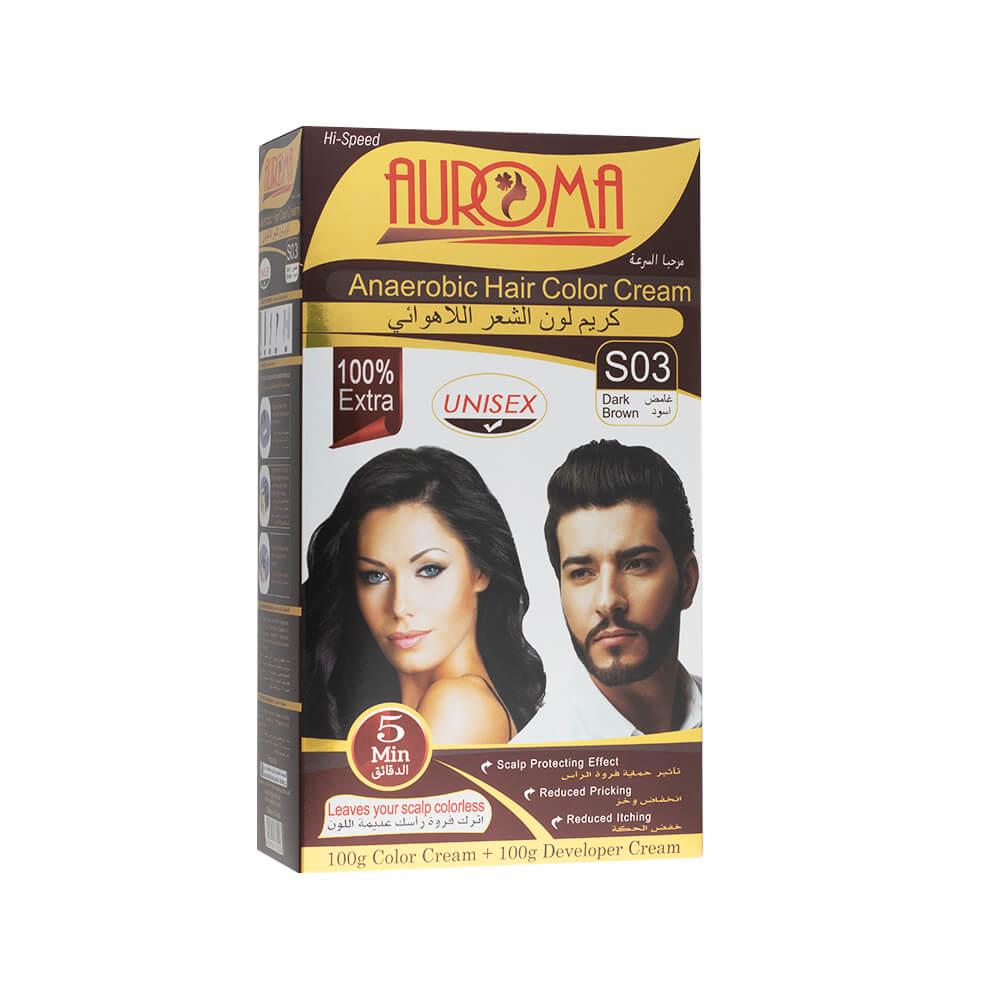 Auroma Ammonia-Free Airless Hair Colour Cream - S03 Dark Brown 100 + 100 ml