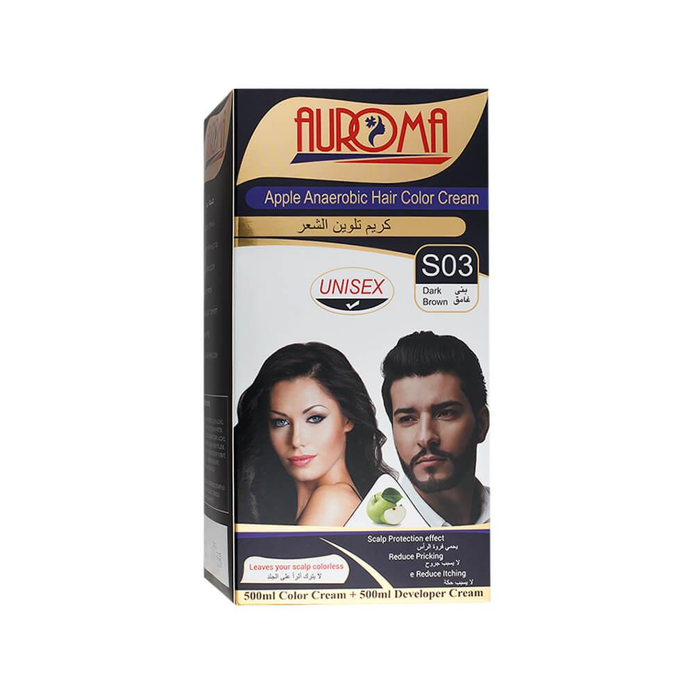 Auroma Hair Color Cream Anaerobic Apple Ammonia Free - S03 Dark Brown 500 + 500 ml